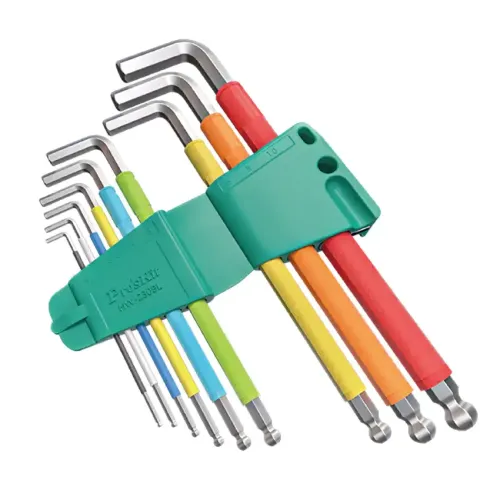 9PCS Color Code Extra Long Arm Ball Point Hex Key Set 